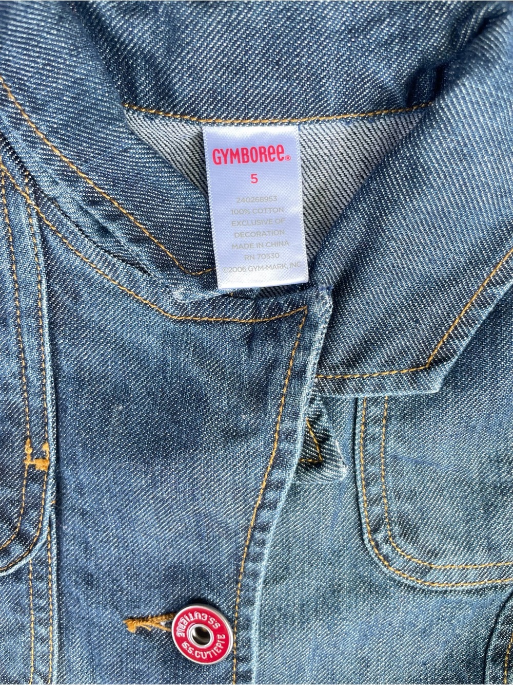 Gymboree Girls' Denim Jacket with Red Stripe Belt - Blue (5) - Picture 2 of 9